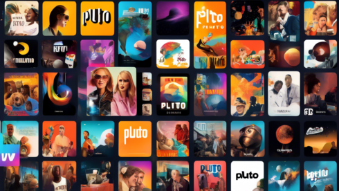 Create an illustration featuring a dynamic and colorful collage of various themed channels available on Pluto TV. Include elements that represent movies, news, sports, music, and classic TV shows. Integrate icons or symbols that depict streaming, digital content, and retro television sets to give a sense of diverse entertainment options. The composition should be engaging and inviting, reflecting the variety and excitement of Pluto TV's best channels. Add a modern yet playful touch to capture the essence of free streaming.